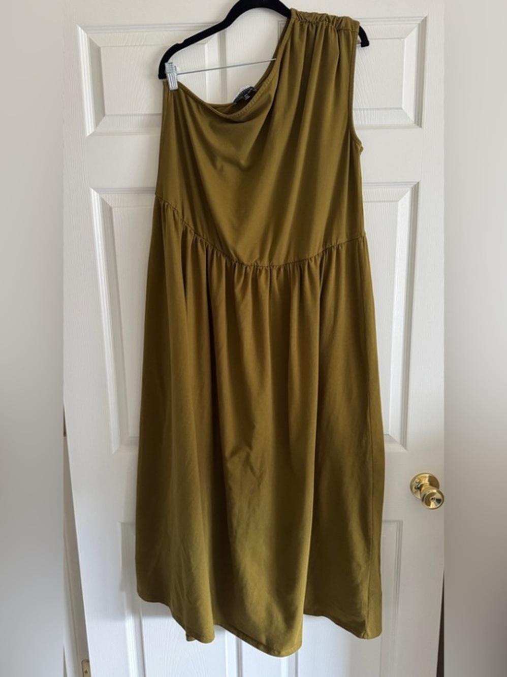 Eloquii Elements One-Shoulder Midi Dress | Size 18/20 | Olive/Army Green